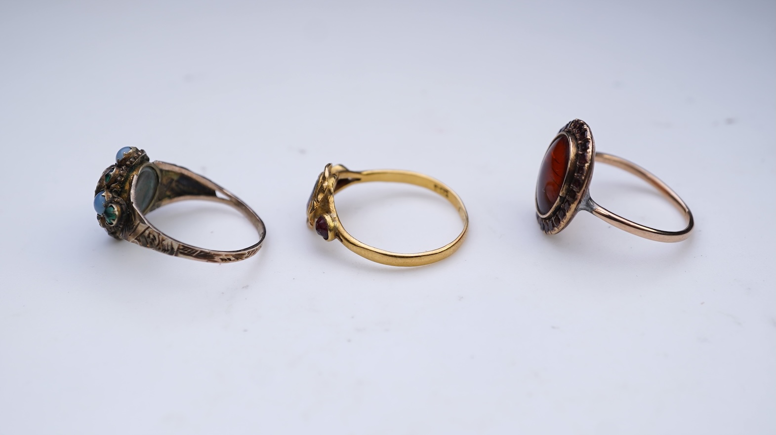 A collection of three antique rings, late 18th-19th century